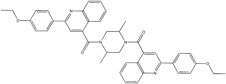 2-(4-ethoxyphenyl)-4-[(4-{[2-(4-ethoxyphenyl)-4-quinolinyl]carbonyl}-2,5-dimethyl-1-piperazinyl)carbonyl]quinoline 化学構造式