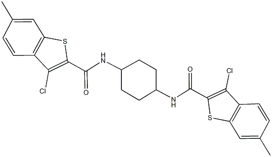 3-chloro-N-(4-{[(3-chloro-6-methyl-1-benzothien-2-yl)carbonyl]amino}cyclohexyl)-6-methyl-1-benzothiophene-2-carboxamide,548787-61-7,结构式