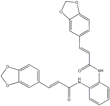3-(1,3-benzodioxol-5-yl)-N-(2-{[3-(1,3-benzodioxol-5-yl)acryloyl]amino}phenyl)acrylamide 化学構造式