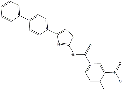 N-(4-[1,1'-biphenyl]-4-yl-1,3-thiazol-2-yl)-3-nitro-4-methylbenzamide 化学構造式