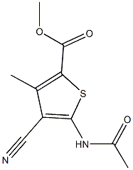 methyl 5-(acetylamino)-4-cyano-3-methyl-2-thiophenecarboxylate Struktur