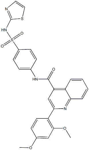 2-(2,4-dimethoxyphenyl)-N-{4-[(1,3-thiazol-2-ylamino)sulfonyl]phenyl}-4-quinolinecarboxamide 化学構造式