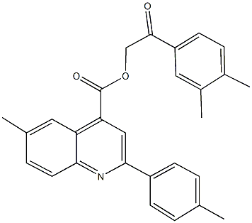 2-(3,4-dimethylphenyl)-2-oxoethyl 6-methyl-2-(4-methylphenyl)-4-quinolinecarboxylate 结构式