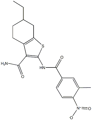 6-ethyl-2-({4-nitro-3-methylbenzoyl}amino)-4,5,6,7-tetrahydro-1-benzothiophene-3-carboxamide Structure