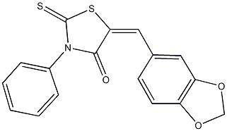 5-(1,3-benzodioxol-5-ylmethylene)-3-phenyl-2-thioxo-1,3-thiazolidin-4-one,55111-72-3,结构式