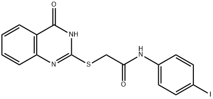 N-(4-iodophenyl)-2-[(4-oxo-3,4-dihydro-2-quinazolinyl)sulfanyl]acetamide 化学構造式