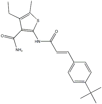 2-{[3-(4-tert-butylphenyl)acryloyl]amino}-4-ethyl-5-methyl-3-thiophenecarboxamide 化学構造式