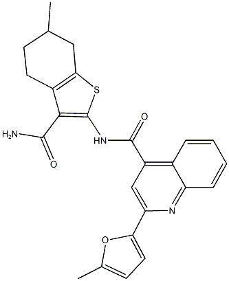 N-[3-(aminocarbonyl)-6-methyl-4,5,6,7-tetrahydro-1-benzothien-2-yl]-2-(5-methyl-2-furyl)-4-quinolinecarboxamide Struktur