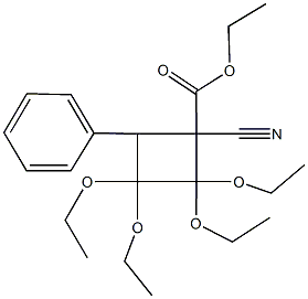 ethyl 1-cyano-2,2,3,3-tetraethoxy-4-phenylcyclobutanecarboxylate Struktur