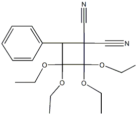 2,2,3,3-tetraethoxy-4-phenyl-1,1-cyclobutanedicarbonitrile 结构式