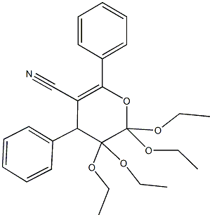 2,2,3,3-tetraethoxy-4,6-diphenyl-3,4-dihydro-2H-pyran-5-carbonitrile 化学構造式