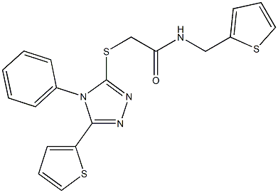 2-{[4-phenyl-5-(2-thienyl)-4H-1,2,4-triazol-3-yl]sulfanyl}-N-(2-thienylmethyl)acetamide Structure