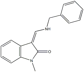3-[(benzylamino)methylene]-1-methyl-1,3-dihydro-2H-indol-2-one 化学構造式