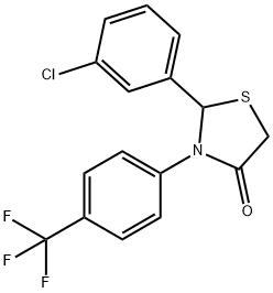 2-(3-chlorophenyl)-3-[4-(trifluoromethyl)phenyl]-1,3-thiazolidin-4-one,562094-97-7,结构式