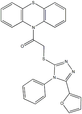 10-({[5-(2-furyl)-4-phenyl-4H-1,2,4-triazol-3-yl]sulfanyl}acetyl)-10H-phenothiazine,565222-40-4,结构式