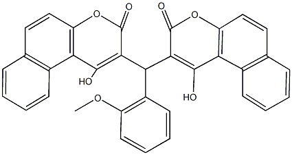 1-hydroxy-2-[(1-hydroxy-3-oxo-3H-benzo[f]chromen-2-yl)(2-methoxyphenyl)methyl]-3H-benzo[f]chromen-3-one 结构式