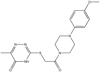 3-({2-[4-(4-methoxyphenyl)-1-piperazinyl]-2-oxoethyl}sulfanyl)-6-methyl-1,2,4-triazin-5(4H)-one 化学構造式