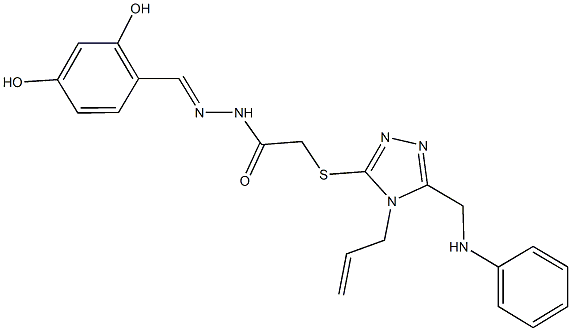 2-{[4-allyl-5-(anilinomethyl)-4H-1,2,4-triazol-3-yl]sulfanyl}-N'-(2,4-dihydroxybenzylidene)acetohydrazide Structure