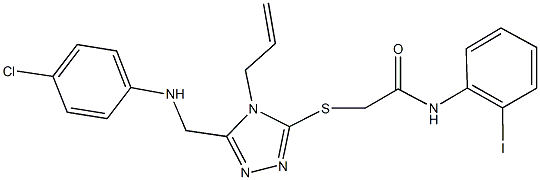 2-({4-allyl-5-[(4-chloroanilino)methyl]-4H-1,2,4-triazol-3-yl}sulfanyl)-N-(2-iodophenyl)acetamide,570417-59-3,结构式
