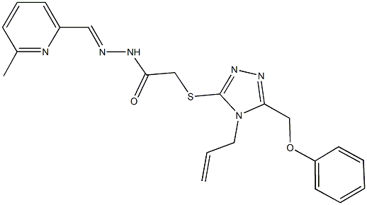 2-{[4-allyl-5-(phenoxymethyl)-4H-1,2,4-triazol-3-yl]sulfanyl}-N'-[(6-methyl-2-pyridinyl)methylene]acetohydrazide 化学構造式