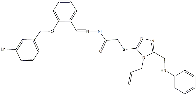 2-{[4-allyl-5-(anilinomethyl)-4H-1,2,4-triazol-3-yl]sulfanyl}-N'-{2-[(3-bromobenzyl)oxy]benzylidene}acetohydrazide 化学構造式