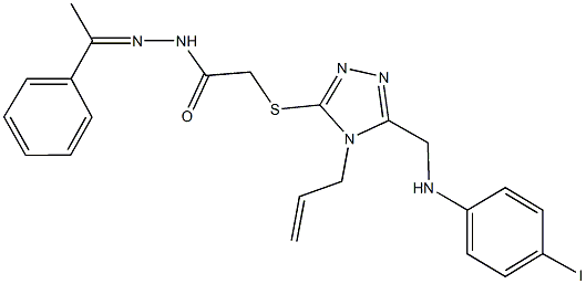 2-({4-allyl-5-[(4-iodoanilino)methyl]-4H-1,2,4-triazol-3-yl}sulfanyl)-N'-(1-phenylethylidene)acetohydrazide Struktur