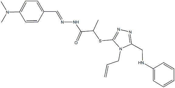 2-{[4-allyl-5-(anilinomethyl)-4H-1,2,4-triazol-3-yl]sulfanyl}-N'-[4-(dimethylamino)benzylidene]propanohydrazide 化学構造式