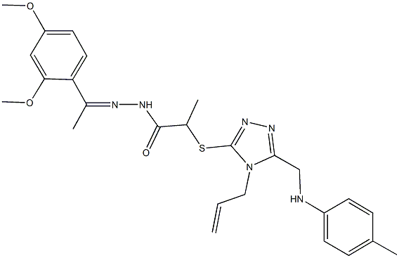 2-{[4-allyl-5-(4-toluidinomethyl)-4H-1,2,4-triazol-3-yl]sulfanyl}-N'-[1-(2,4-dimethoxyphenyl)ethylidene]propanohydrazide Struktur