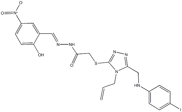 2-({4-allyl-5-[(4-iodoanilino)methyl]-4H-1,2,4-triazol-3-yl}sulfanyl)-N'-{2-hydroxy-5-nitrobenzylidene}acetohydrazide|