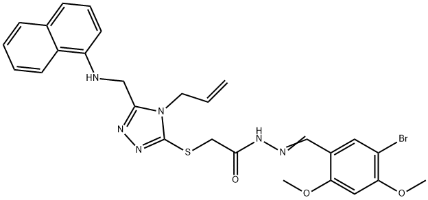 2-({4-allyl-5-[(1-naphthylamino)methyl]-4H-1,2,4-triazol-3-yl}sulfanyl)-N'-(5-bromo-2,4-dimethoxybenzylidene)acetohydrazide Structure