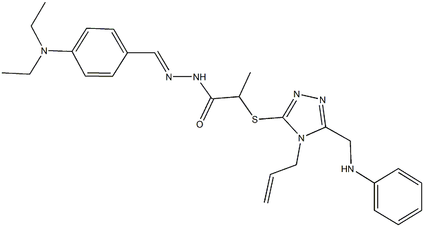 2-{[4-allyl-5-(anilinomethyl)-4H-1,2,4-triazol-3-yl]sulfanyl}-N'-[4-(diethylamino)benzylidene]propanohydrazide,570418-09-6,结构式