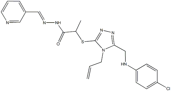 2-({4-allyl-5-[(4-chloroanilino)methyl]-4H-1,2,4-triazol-3-yl}sulfanyl)-N'-(3-pyridinylmethylene)propanohydrazide Structure