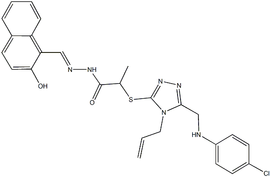 2-({4-allyl-5-[(4-chloroanilino)methyl]-4H-1,2,4-triazol-3-yl}sulfanyl)-N'-[(2-hydroxy-1-naphthyl)methylene]propanohydrazide,570418-20-1,结构式