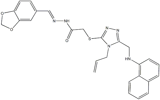 2-({4-allyl-5-[(1-naphthylamino)methyl]-4H-1,2,4-triazol-3-yl}sulfanyl)-N'-(1,3-benzodioxol-5-ylmethylene)acetohydrazide Structure