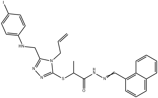 2-({4-allyl-5-[(4-iodoanilino)methyl]-4H-1,2,4-triazol-3-yl}sulfanyl)-N'-(1-naphthylmethylene)propanohydrazide Structure