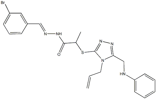 2-{[4-allyl-5-(anilinomethyl)-4H-1,2,4-triazol-3-yl]sulfanyl}-N'-(3-bromobenzylidene)propanohydrazide Structure
