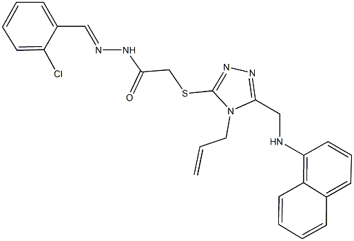2-({4-allyl-5-[(1-naphthylamino)methyl]-4H-1,2,4-triazol-3-yl}sulfanyl)-N'-(2-chlorobenzylidene)acetohydrazide,570418-50-7,结构式