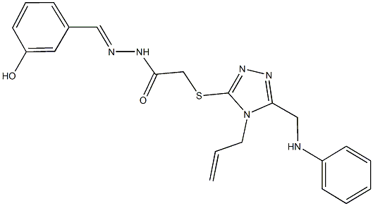 2-{[4-allyl-5-(anilinomethyl)-4H-1,2,4-triazol-3-yl]sulfanyl}-N'-(3-hydroxybenzylidene)acetohydrazide 化学構造式