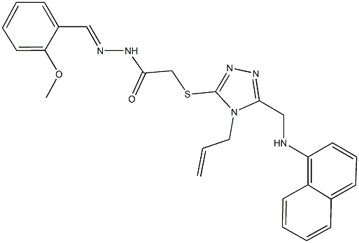2-({4-allyl-5-[(1-naphthylamino)methyl]-4H-1,2,4-triazol-3-yl}sulfanyl)-N'-(2-methoxybenzylidene)acetohydrazide 化学構造式