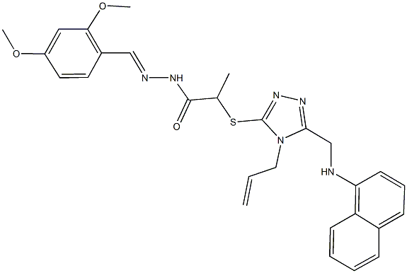 2-({4-allyl-5-[(1-naphthylamino)methyl]-4H-1,2,4-triazol-3-yl}sulfanyl)-N'-(2,4-dimethoxybenzylidene)propanohydrazide Structure