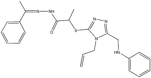 2-{[4-allyl-5-(anilinomethyl)-4H-1,2,4-triazol-3-yl]sulfanyl}-N'-(1-phenylethylidene)propanohydrazide,570418-80-3,结构式