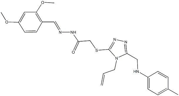 2-{[4-allyl-5-(4-toluidinomethyl)-4H-1,2,4-triazol-3-yl]sulfanyl}-N'-(2,4-dimethoxybenzylidene)acetohydrazide Structure