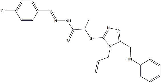 2-{[4-allyl-5-(anilinomethyl)-4H-1,2,4-triazol-3-yl]sulfanyl}-N'-(4-chlorobenzylidene)propanohydrazide|