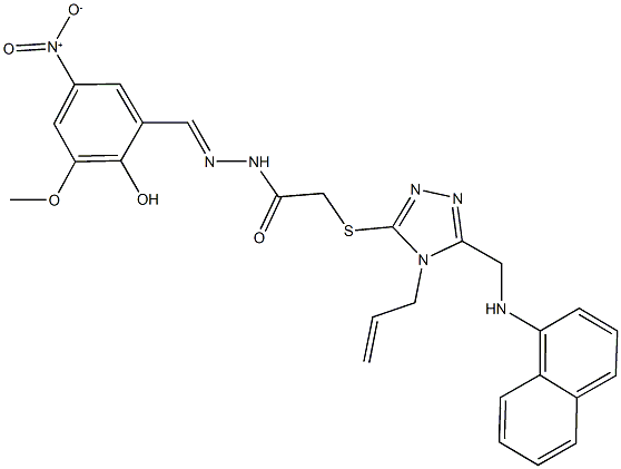 2-({4-allyl-5-[(1-naphthylamino)methyl]-4H-1,2,4-triazol-3-yl}sulfanyl)-N'-{2-hydroxy-5-nitro-3-methoxybenzylidene}acetohydrazide Structure