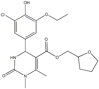 tetrahydro-2-furanylmethyl 4-(3-chloro-5-ethoxy-4-hydroxyphenyl)-1,6-dimethyl-2-oxo-1,2,3,4-tetrahydro-5-pyrimidinecarboxylate Structure