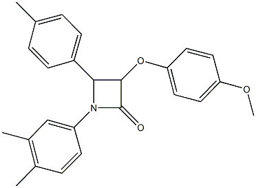 1-(3,4-dimethylphenyl)-3-(4-methoxyphenoxy)-4-(4-methylphenyl)-2-azetidinone Struktur