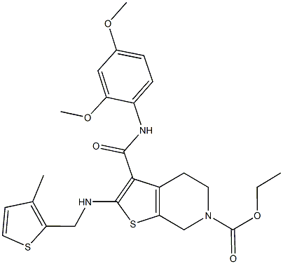 ethyl 3-[(2,4-dimethoxyanilino)carbonyl]-2-{[(3-methyl-2-thienyl)methyl]amino}-4,7-dihydrothieno[2,3-c]pyridine-6(5H)-carboxylate Structure