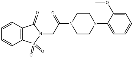 2-{2-[4-(2-methoxyphenyl)-1-piperazinyl]-2-oxoethyl}-1,2-benzisothiazol-3(2H)-one 1,1-dioxide Structure