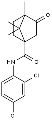 N-(2,4-dichlorophenyl)-4,7,7-trimethyl-3-oxobicyclo[2.2.1]heptane-1-carboxamide Struktur