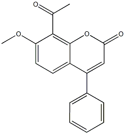 8-acetyl-7-methoxy-4-phenyl-2H-chromen-2-one Struktur